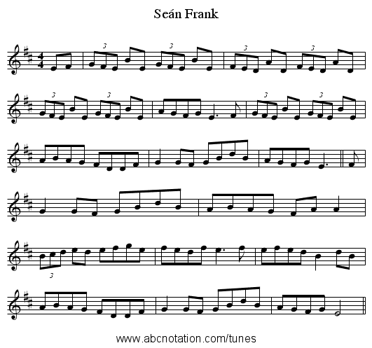 Se&aacute;n Frank - staff notation