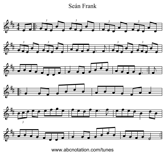 Se&aacute;n Frank - staff notation