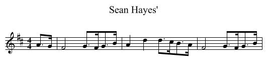 Sean Hayes' - staff notation
