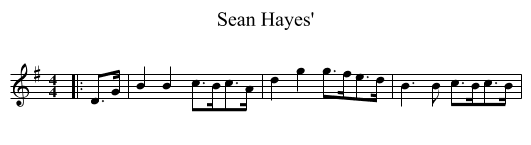 Sean Hayes' - staff notation