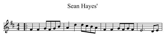 Sean Hayes' - staff notation