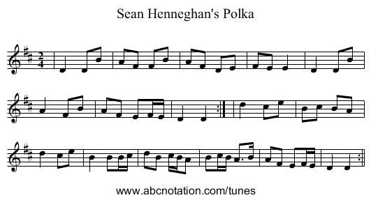 Sean Henneghan's Polka - staff notation