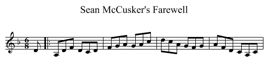 Sean McCusker's Farewell - staff notation