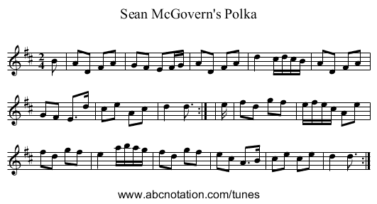 Sean McGovern's Polka - staff notation