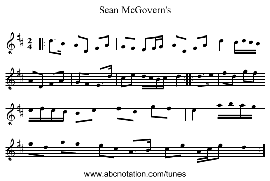 Sean McGovern's - staff notation