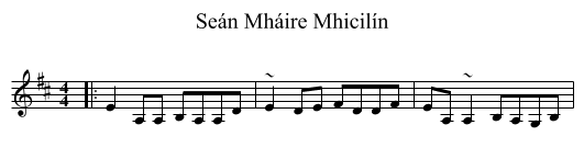 Seán Mháire Mhicilín - staff notation