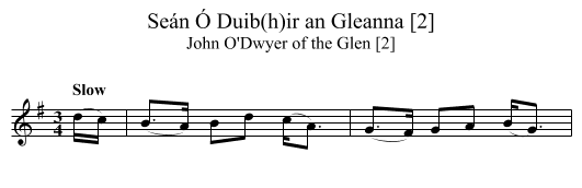 Seán Ó Duib(h)ir an Gleanna [2] - staff notation