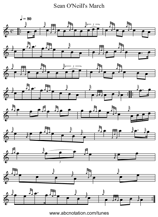 Sean O'Neill's March - staff notation