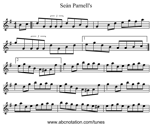 Seán Parnell's - staff notation