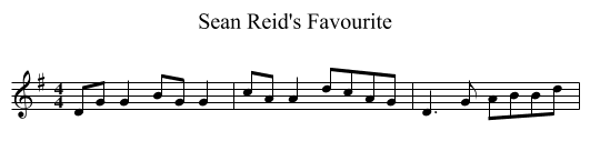 Sean Reid's Favourite - staff notation