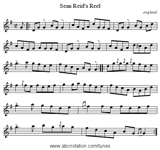 Sean Reid's Reel - staff notation