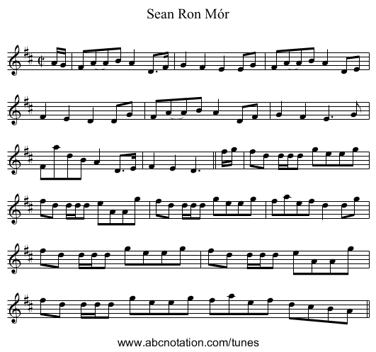 Sean Ron Mór - staff notation