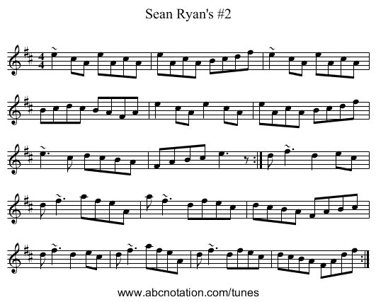 Sean Ryan's #2 - staff notation