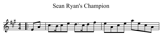 Sean Ryan's Champion - staff notation