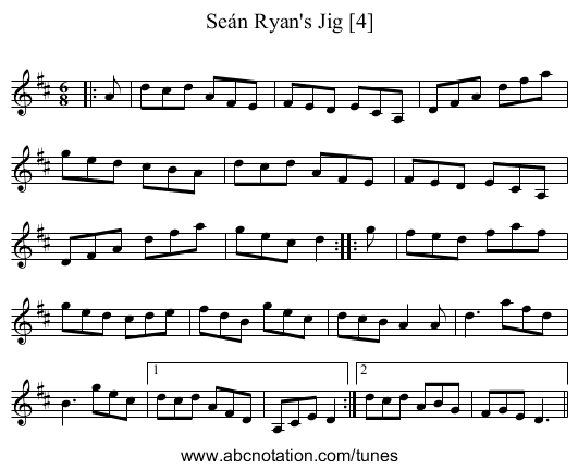 Seán Ryan's Jig [4] - staff notation