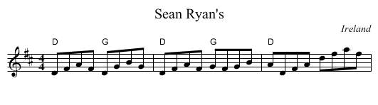 Sean Ryan's - staff notation