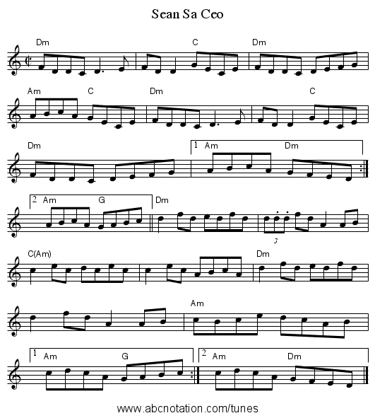 Sean Sa Ceo - staff notation