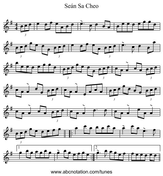 Seán Sa Cheo - staff notation