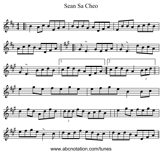 Sean Sa Cheo - staff notation