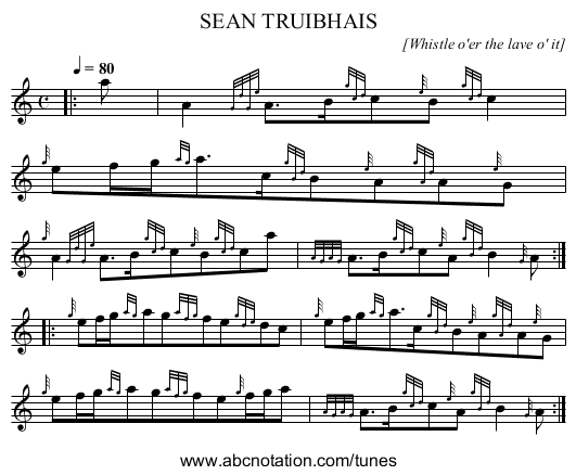 SEAN TRUIBHAIS - staff notation