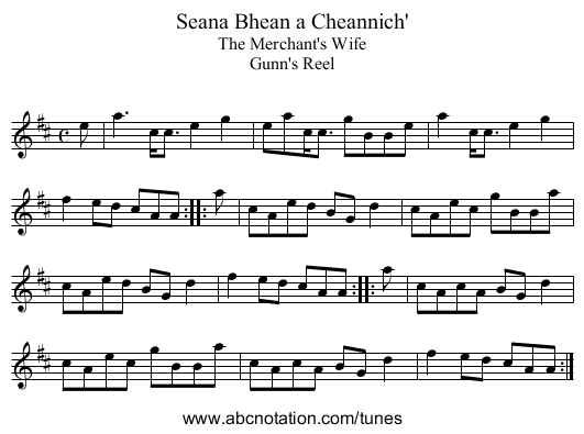 Seana Bhean a Cheannich' - staff notation