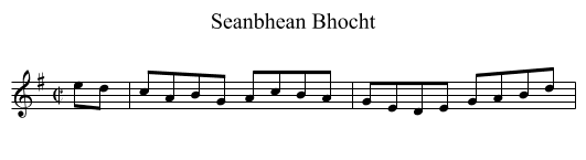 Seanbhean Bhocht - staff notation