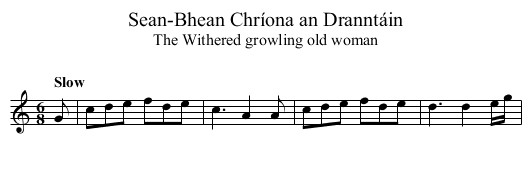 Sean-Bhean Chríona an Dranntáin - staff notation