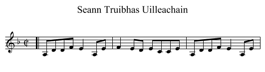 Seann Truibhas Uilleachain - staff notation