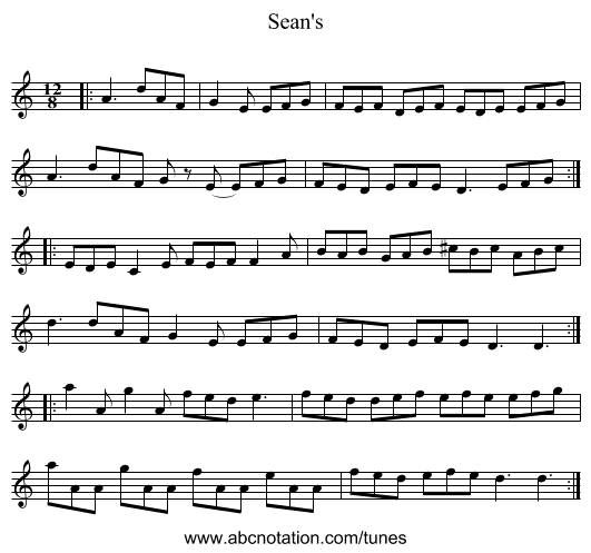 Sean's - staff notation