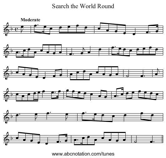 Search the World Round - staff notation
