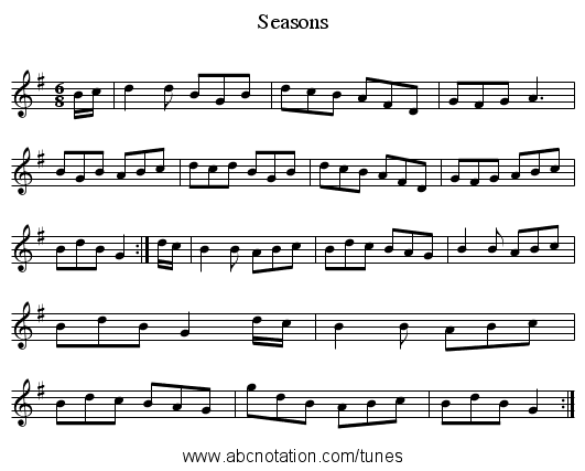 Seasons - staff notation