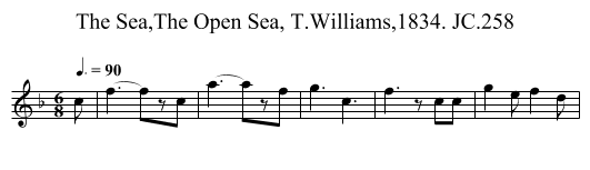 Sea,The Open Sea, T.Williams,1834. JC.258, The - staff notation
