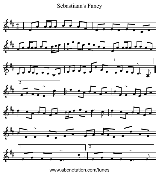 Sebastiaan's Fancy - staff notation