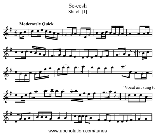Se-cesh - staff notation