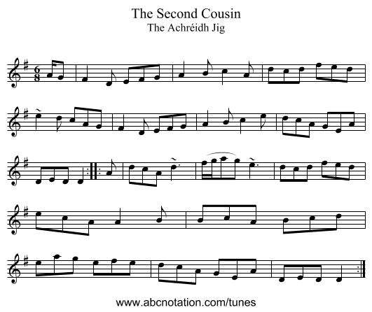 Second Cousin, The - staff notation