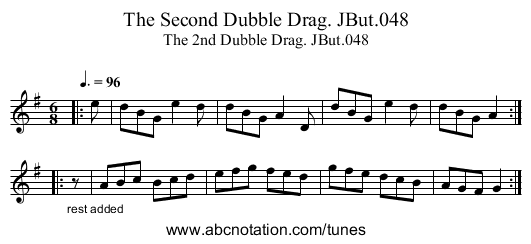 Second Dubble Drag. JBut.048, The - staff notation