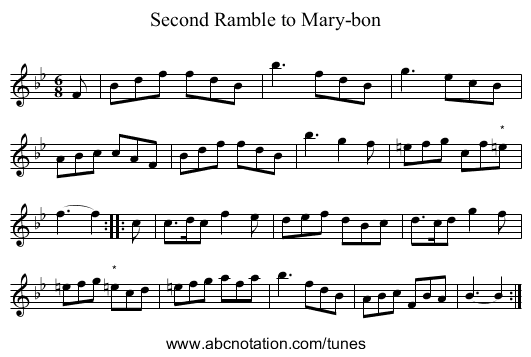 Second Ramble to Mary-bon - staff notation