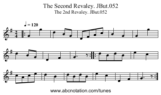 Second Revaley. JBut.052, The - staff notation