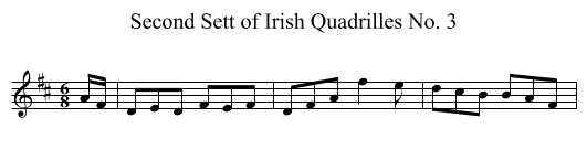Second Sett of Irish Quadrilles No. 3 - staff notation