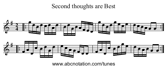 Second thoughts are Best - staff notation