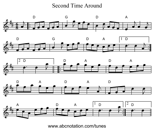 Second Time Around - staff notation