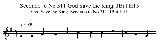 Secondo to No 311 God Save the King. JBut.H15 - staff notation