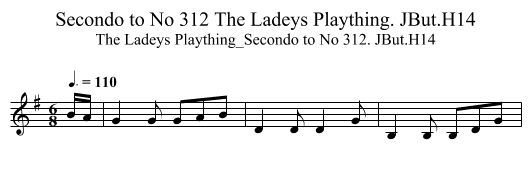 Secondo to No 312 The Ladeys Plaything. JBut.H14 - staff notation