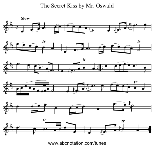 Secret Kiss by Mr. Oswald, The - staff notation