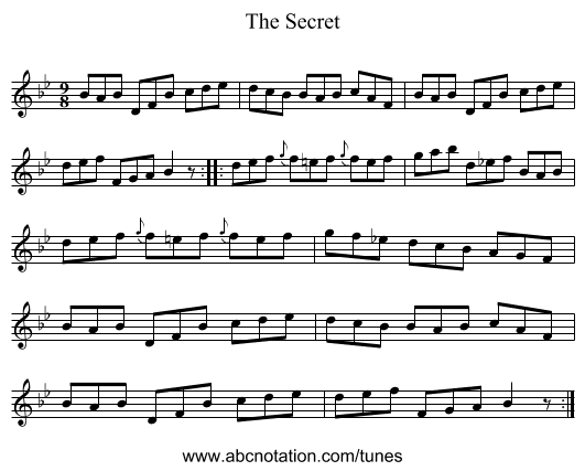 Secret, The - staff notation