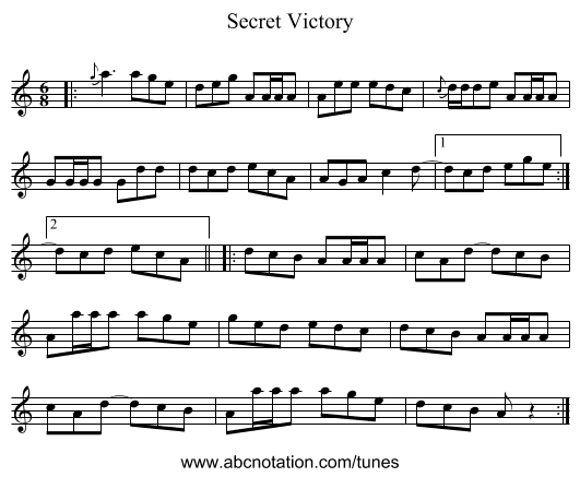 Secret Victory - staff notation