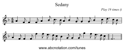 Sedany - staff notation