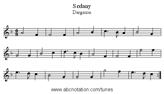 Sedany - staff notation