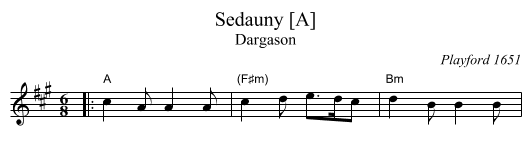 Sedauny [A] - staff notation