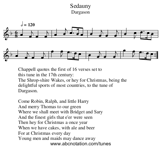 Sedauny - staff notation